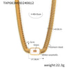 Wholesale Geometric Square Inlaid Colored Glass Stone Titanium Steel Bracelet Necklace With Electroplating Design