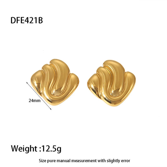 Wholesale Geometric Square 18K Gold Plated Stainless Steel Earrings For Women