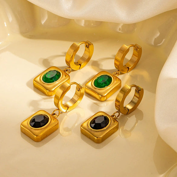 Wholesale Geometric Square Stainless Steel Earrings Electroplated For Women And Men