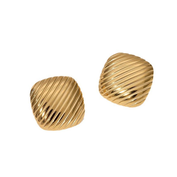 Wholesale Geometric Square Stainless Steel Earrings For Women With Electroplating Design
