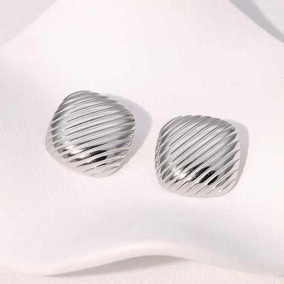 Wholesale Geometric Square Stainless Steel Earrings For Women With Electroplating Design