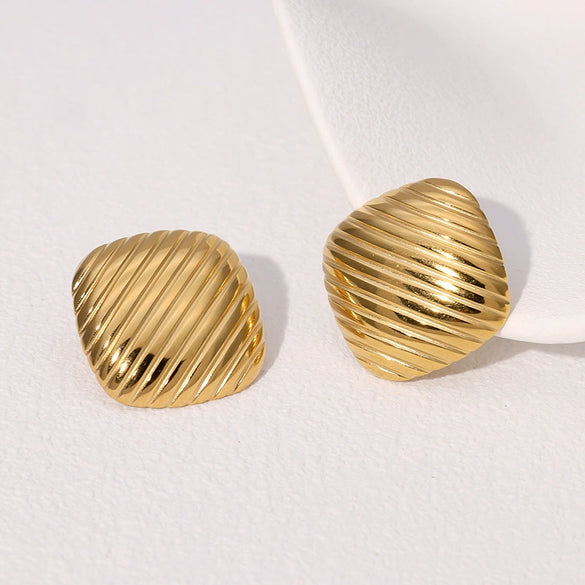 Wholesale Geometric Square Stainless Steel Earrings For Women With Electroplating Design