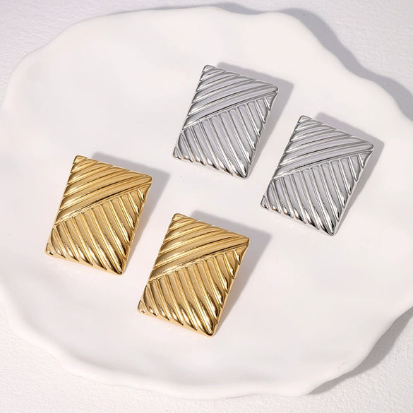 Wholesale Geometric Square Stainless Steel Electroplated Earrings For Women
