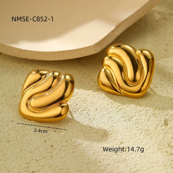 Wholesale Geometric Square Stainless Steel 18K Gold Plated Women's Earrings
