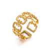 Wholesale Geometric Square Stainless Steel Ring For Women With 18K Gold Plated Electroplating