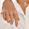 Wholesale Geometric Square Stainless Steel Ring For Women With 18K Gold Plated Electroplating