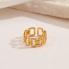 Wholesale Geometric Square Stainless Steel Ring For Women With 18K Gold Plated Electroplating