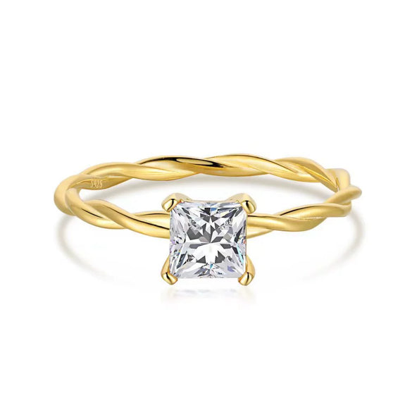 Wholesale Geometric Square 925 Sterling Silver Ring Electroplated Simple Retro Highend Allmatch Women's Ring