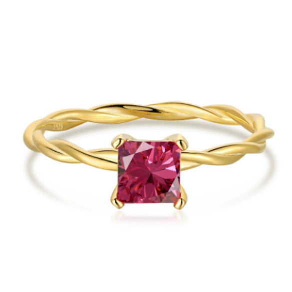 Wholesale Geometric Square 925 Sterling Silver Ring Electroplated Simple Retro Highend Allmatch Women's Ring