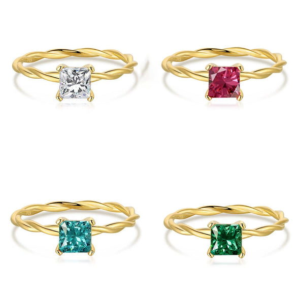 Wholesale Geometric Square 925 Sterling Silver Ring Electroplated Simple Retro Highend Allmatch Women's Ring