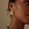 Wholesale Geometric Square Striped Stainless Steel Electroplated Earrings For Women