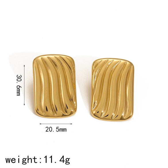 Wholesale Geometric Square Striped Stainless Steel Electroplated Earrings For Women