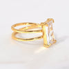 Wholesale Geometric Square Titanium Steel Crystal Diamond Ring Light Luxury Style