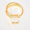 Wholesale Geometric Square Titanium Steel Crystal Diamond Ring Light Luxury Style