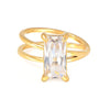 Wholesale Geometric Square Titanium Steel Crystal Diamond Ring Light Luxury Style