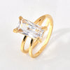 Wholesale Geometric Square Titanium Steel Crystal Diamond Ring Light Luxury Style