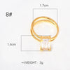 Wholesale Geometric Square Titanium Steel Crystal Diamond Ring Light Luxury Style