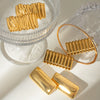 Wholesale Geometric Square Titanium Steel Earrings With Wave Pattern And Electroplating