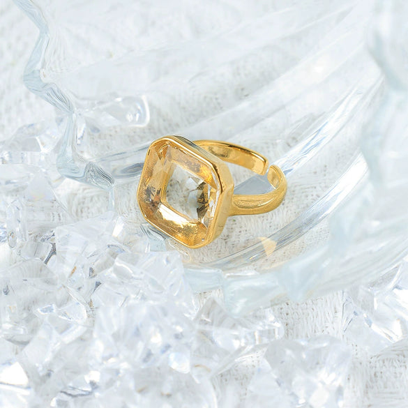 Wholesale Geometric Square Transparent Stainless Steel Fashion Ring For Women