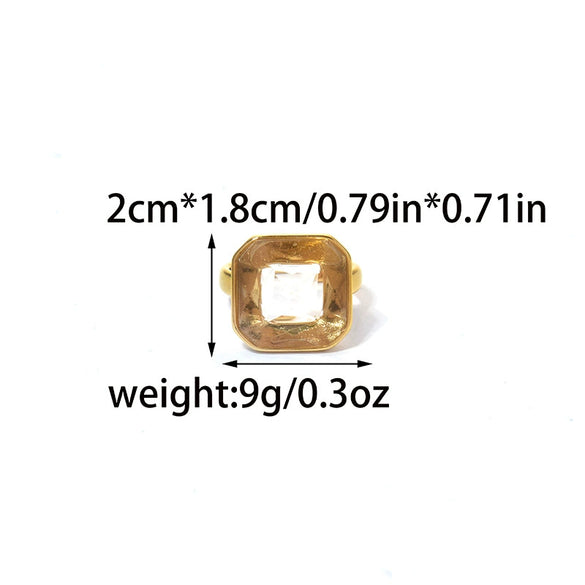 Wholesale Geometric Square Transparent Stainless Steel Fashion Ring For Women