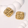 Wholesale Geometric Square Woven Stainless Steel Stud Earrings For Women With Electroplating Treatment