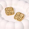 Wholesale Geometric Square Woven Stainless Steel Stud Earrings For Women With Electroplating Treatment