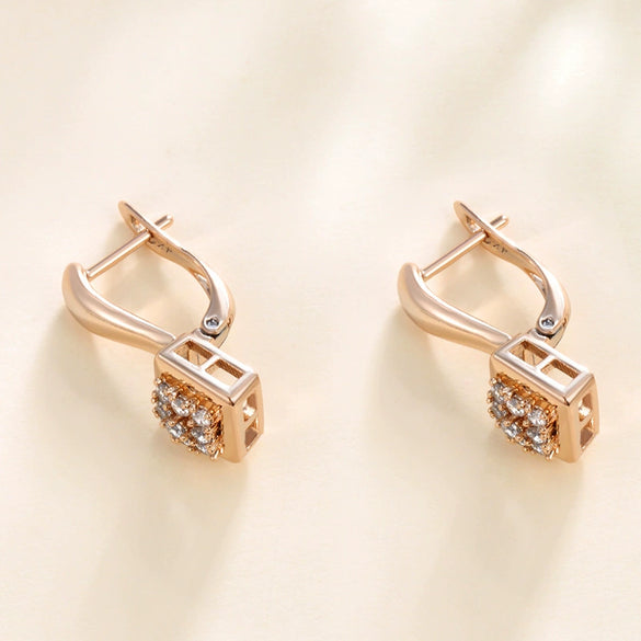 Wholesale Geometric Square Zircon Earrings Light Luxury Style Electroplating For Women