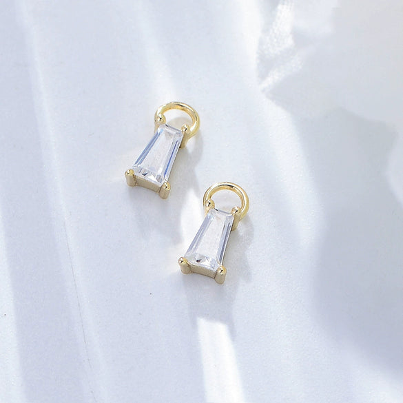 Wholesale Geometric Square Zircon Earrings 925 Sterling Silver Diamond Women's Jewelry