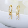 Wholesale Geometric Square Zircon Earrings 925 Sterling Silver Diamond Women's Jewelry