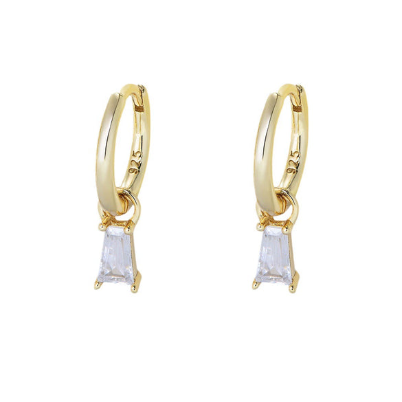 Wholesale Geometric Square Zircon Earrings 925 Sterling Silver Diamond Women's Jewelry