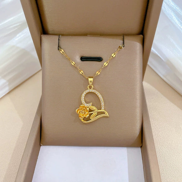 Wholesale Geometric Stainless Steel And Copper Diamond Necklace For Unisex