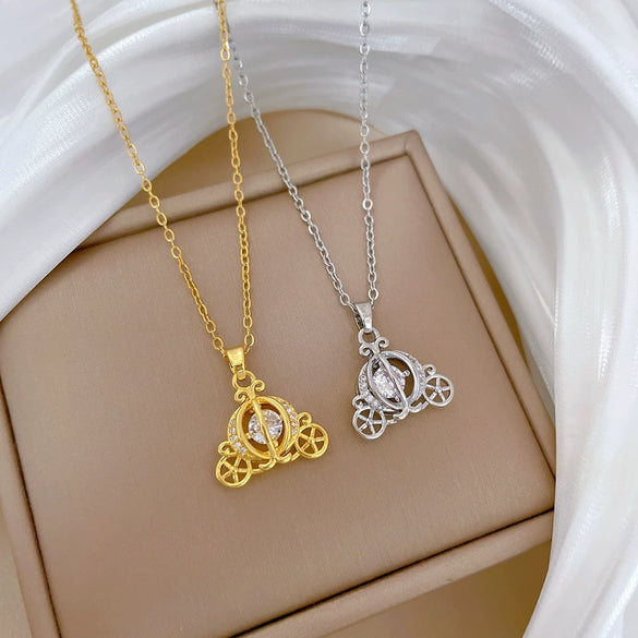 Wholesale Geometric Stainless Steel And Copper Full Diamond Necklace For Unisex
