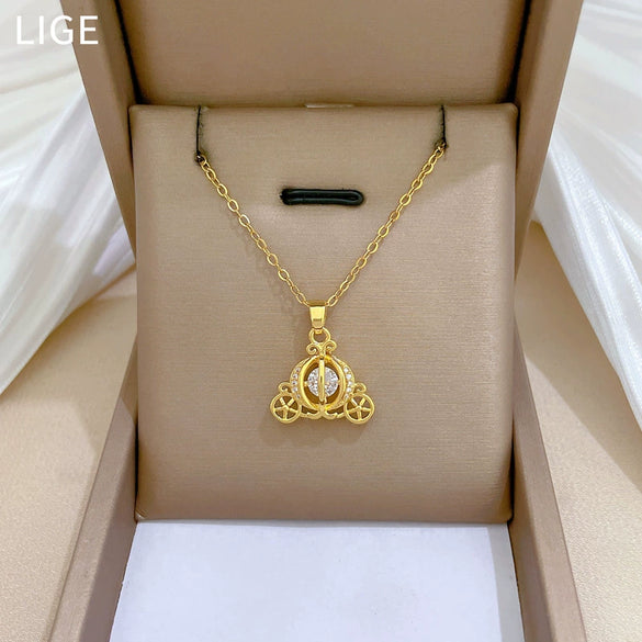 Wholesale Geometric Stainless Steel And Copper Full Diamond Necklace For Unisex