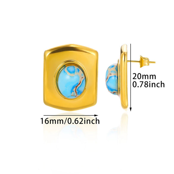 Wholesale Geometric Stainless Steel And Gold Electroplated Rectangular Earrings Jewelry For Women