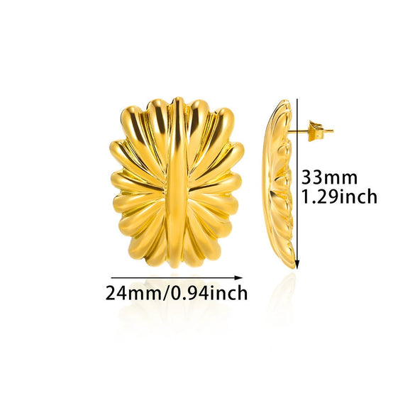 Wholesale Geometric Stainless Steel And Gold Electroplated Rectangular Earrings Jewelry For Women