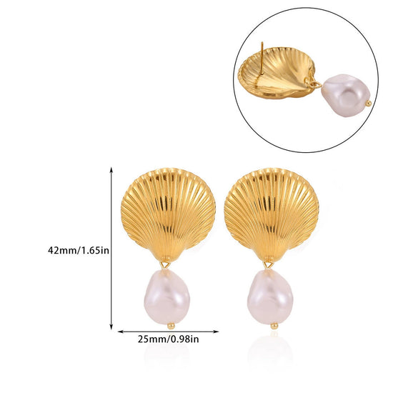 Wholesale Geometric Stainless Steel And Gold Electroplated Starfish Shell Earrings For Women And Men