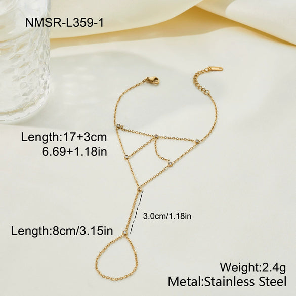 Wholesale Geometric Stainless Steel And 18K Gold Electroplated Interlocking Ring Bracelet For Women