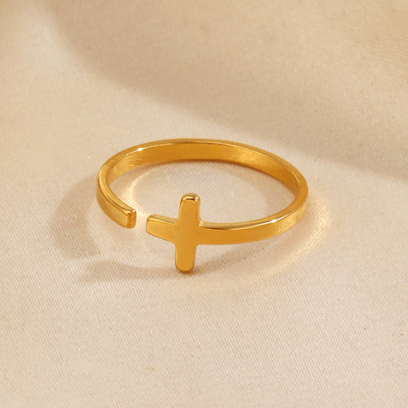 Wholesale Geometric Stainless Steel And Resin Electroplated Open Ring For Women