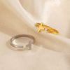 Wholesale Geometric Stainless Steel And Resin Electroplated Open Ring For Women