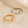 Wholesale Geometric Stainless Steel And Resin Electroplated Open Ring For Women