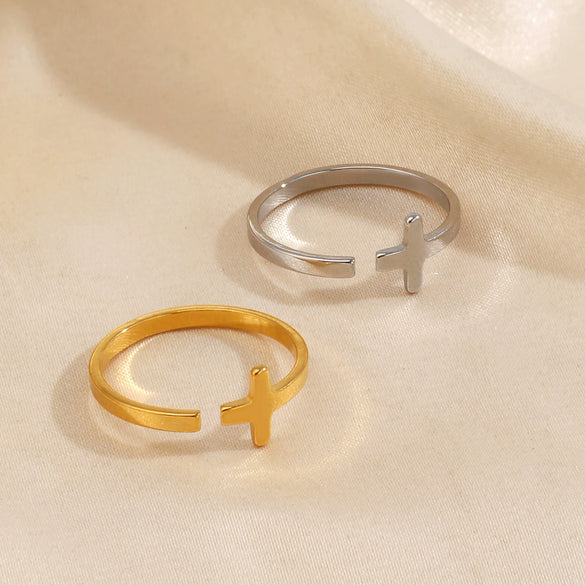 Wholesale Geometric Stainless Steel And Resin Electroplated Open Ring For Women