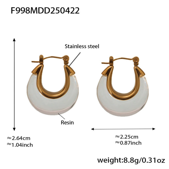 Wholesale Geometric Stainless Steel And Resin Electroplated Ushaped Ferris Wheel Earrings For Women