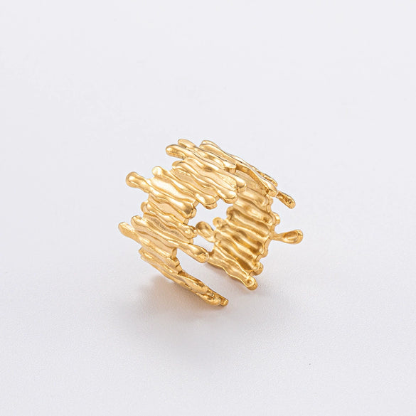 Wholesale Geometric Stainless Steel And Titanium Steel Electroplated 18K Gold Women's Ring