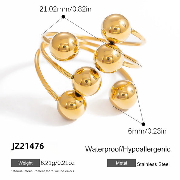Wholesale Geometric Stainless Steel And Titanium Steel Electroplated 18K Gold Women's Ring