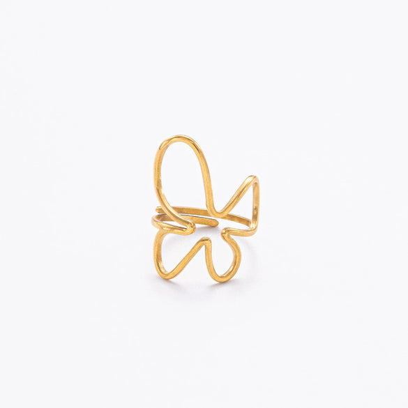 Wholesale Geometric Stainless Steel And Titanium Steel Electroplated 18K Gold Women's Ring