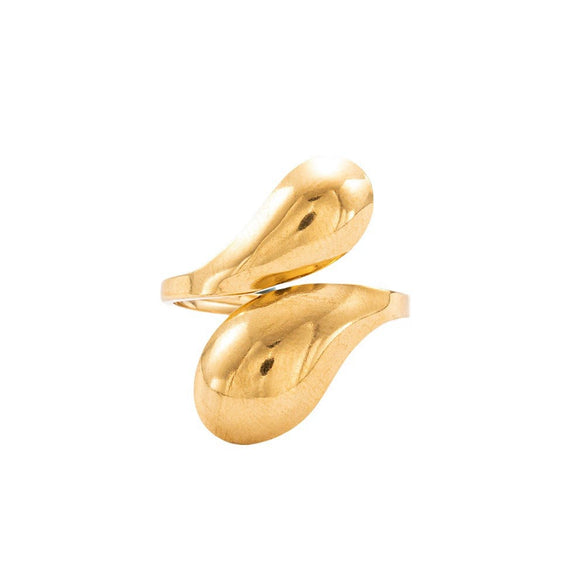 Wholesale Geometric Stainless Steel And Titanium Steel Electroplated 18K Gold Women's Ring