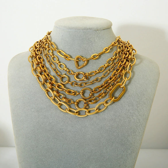 Wholesale Geometric Stainless Steel And Titanium Steel Gold Plated Necklace For Women