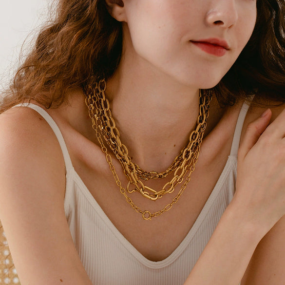 Wholesale Geometric Stainless Steel And Titanium Steel Gold Plated Necklace For Women
