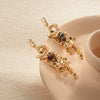 Wholesale Geometric Stainless Steel Antique Style Irregular Metal Alloy Opal Ear Studs Earrings With Electroplating
