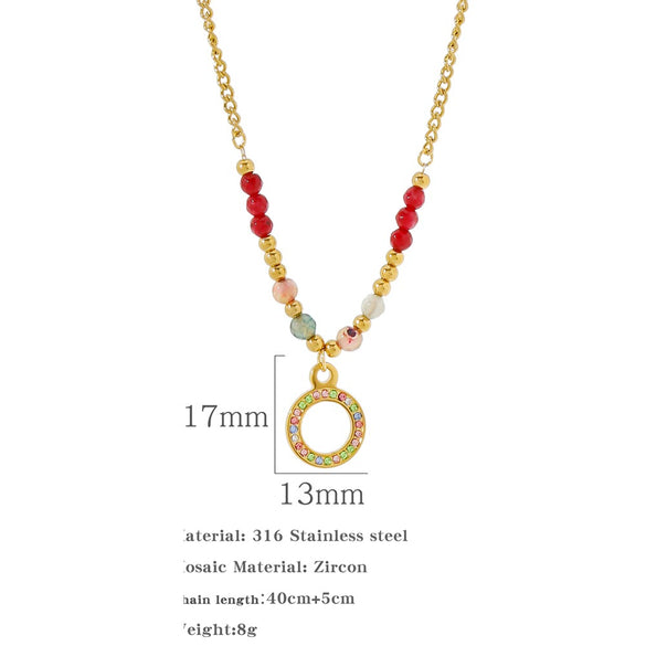 Wholesale Geometric Stainless Steel Beaded Ring And Necklace With Electroplating